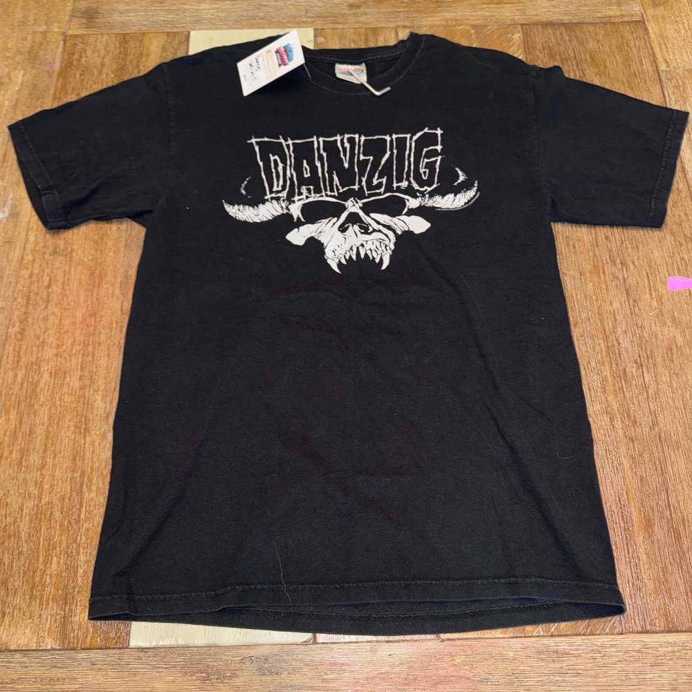 Hanes Danzig Band Tee Mens M Black Excellent 2007 Skull Horns Graphic T-Shirt